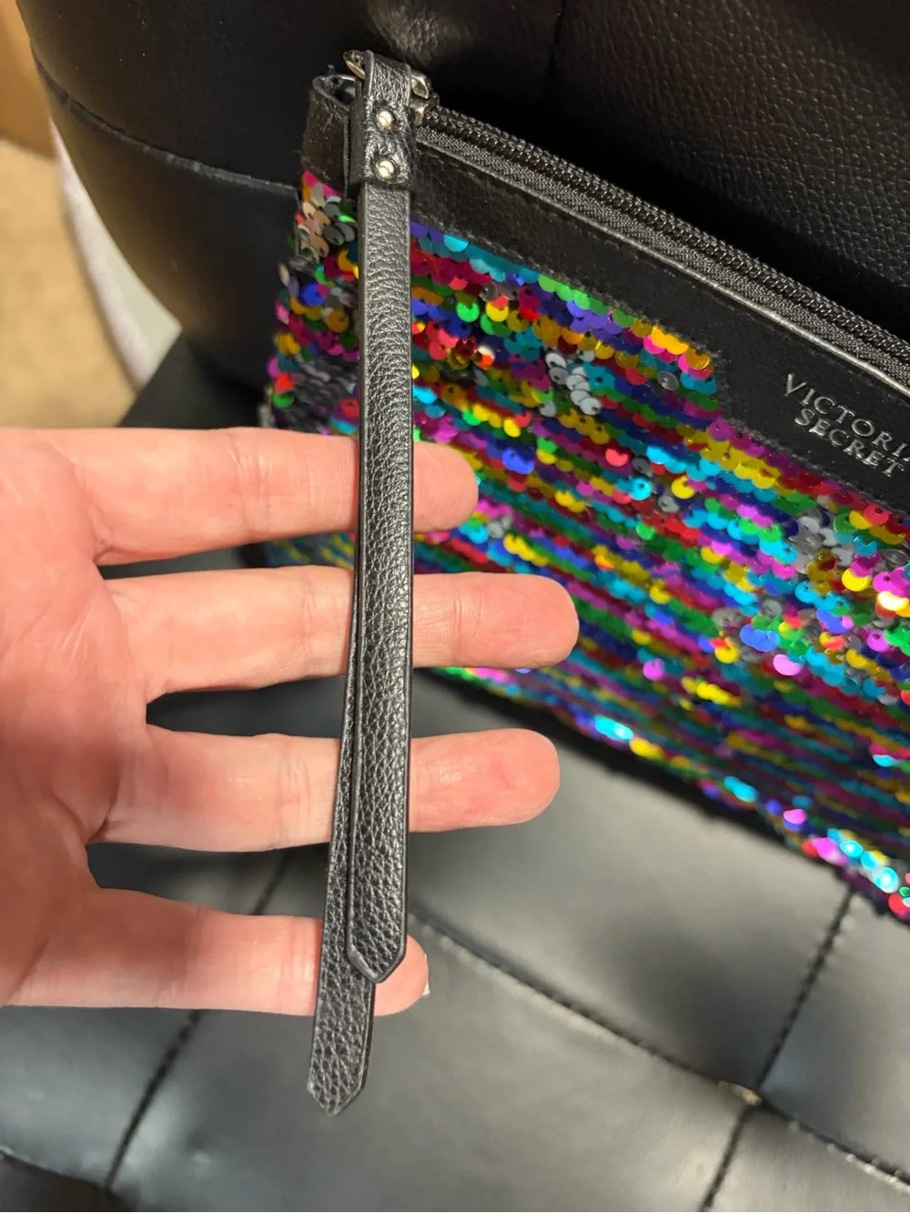 Victoria's Secret Rainbow Sequin Zip Clutch